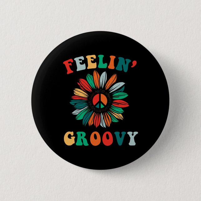 Feelin' Groovy Classic Trippy Hippie 6 Cm Round Badge (Front)