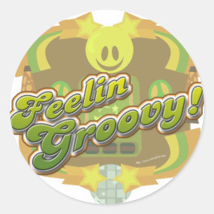Feelin Groovy Love The Seventies Style Classic Round Sticker