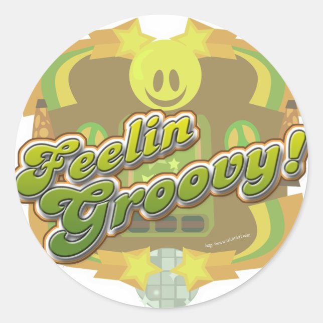 Feelin Groovy Love The Seventies Style Classic Round Sticker (Front)