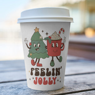 Feelin' Jolly Christmas Holidays Funny Retro Paper Cups