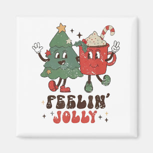 Feelin' Jolly Christmas Hot Cacoa Groovy Christmas Magnet
