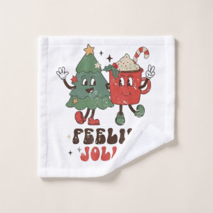 Feelin' Jolly Christmas Hot Cacoa Groovy Christmas Wash Cloth