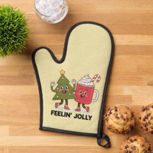 Feelin Jolly Christmas Tree Coffee Lover Winter Oven Mitt