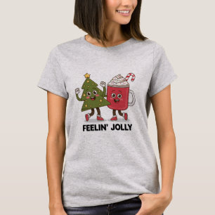Feelin Jolly Christmas Tree Coffee Lover Winter T-Shirt