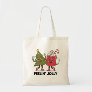 Feelin Jolly Christmas Tree Coffee Lover Winter Tote Bag