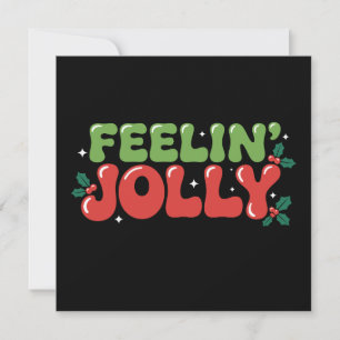 Feelin' Jolly Christmas Xmas Holiday Retro Groovy Card