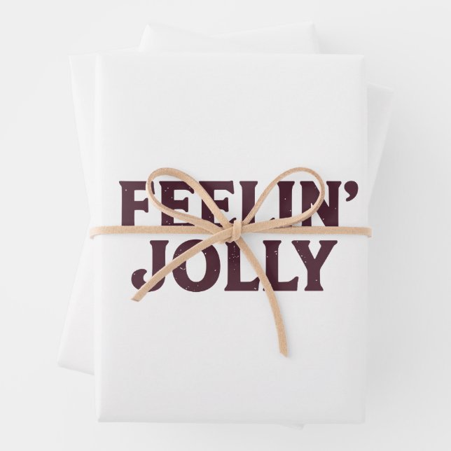 Feelin' Jolly Funny Christmas Spirit  Wrapping Paper Sheet (In situ)