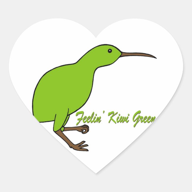 Feelin' Kiwi Green Heart Sticker (Front)