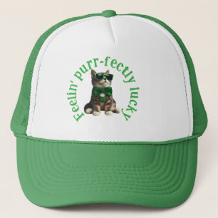 Feelin' purr-fectly lucky trucker hat
