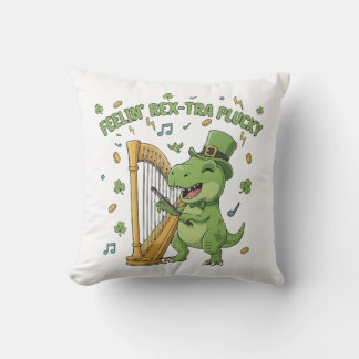 Feelin' Rex-tra Plucky Funny St. Patrick's Day   Cushion
