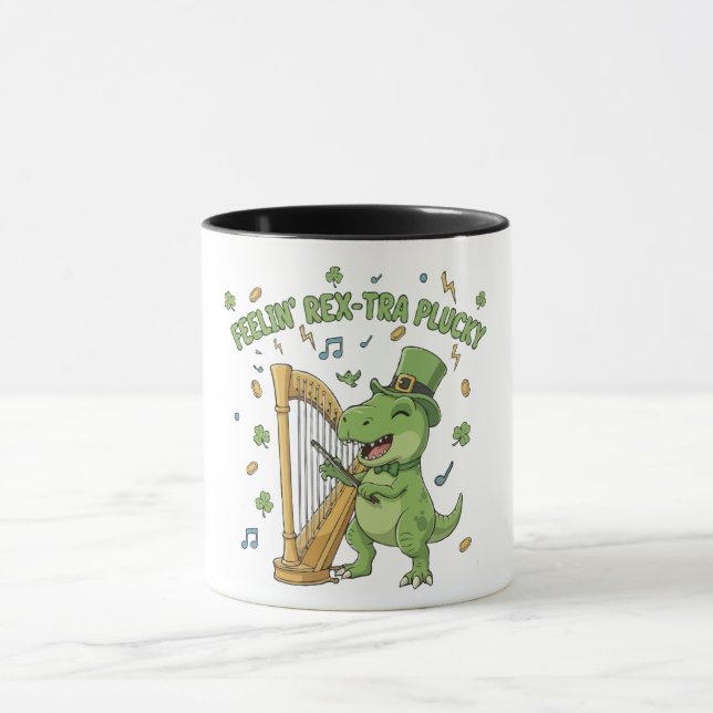 Feelin' Rex-tra Plucky Funny St. Patrick's Day   Mug (Center)