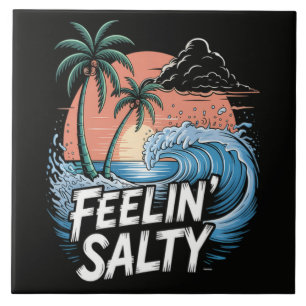 Feelin Salty Beach Summer Vacation 70S Ceramic Tile