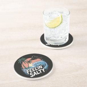 Feelin Salty Beach Summer Vacation 70S Coaster