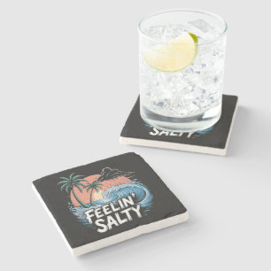 Feelin Salty Beach Summer Vacation 70S Stone Coaster