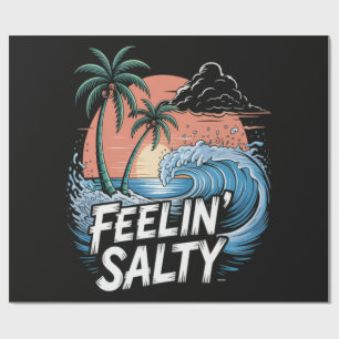 Feelin Salty Beach Summer Vacation 70S Wrapping Paper