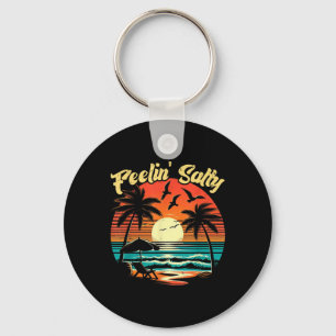 Feelin Salty Beach Summer Vacation Vintage 70s Ret Key Ring