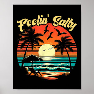 Feelin Salty Beach Summer Vacation Vintage 70s Ret Poster