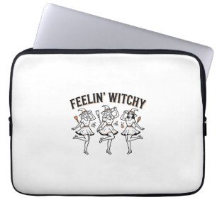 Feelin Witchy Retro Halloween Witches Laptop Sleeve