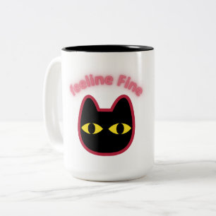 feeline Fine" Black Cat Pun Mug