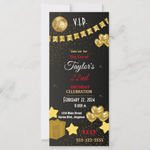 FEELING 22 TAYLOR ERA PARTY INVITE CARD