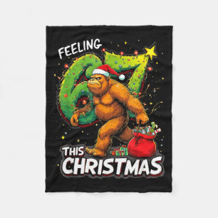 Feeling 67 Funny Christmas Bigfoot Holiday Fleece Blanket