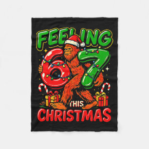 Feeling 67 This Christmas Funny Bigfoot  Fleece Blanket