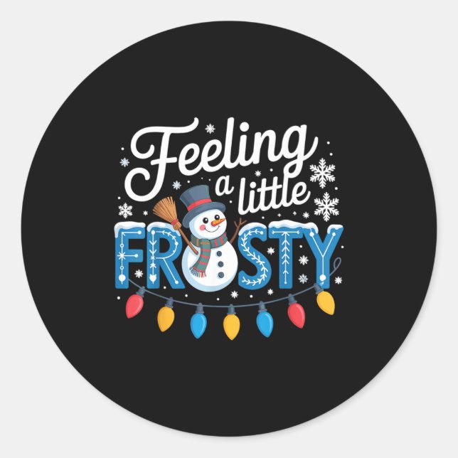 Feeling A Little Frosty Cute Retro Snowman  Classic Round Sticker (Front)