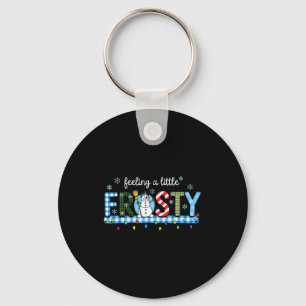 Feeling A Little Frosty Snowman Checkered Christma Key Ring
