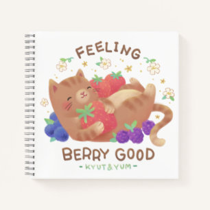 Feeling Berry Good: Cute Cat with Berries Notebook