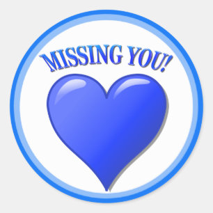 Feeling Blue Missing You Hearts Classic Round Sticker