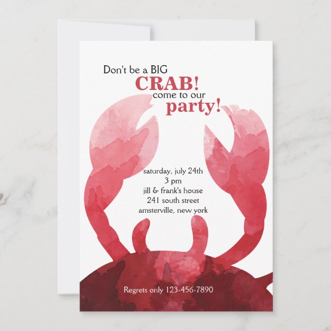 Feeling Crabby Invitation (Front)