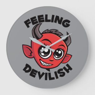 Feeling Devilish Cute Smiling Devil Large Clock