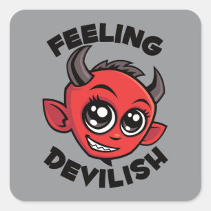Feeling Devilish Cute Smiling Devil Square Sticker