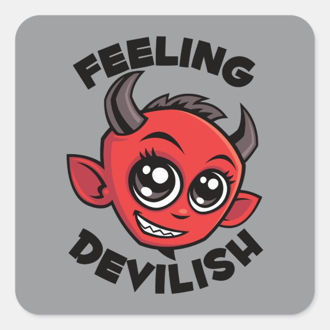Feeling Devilish Cute Smiling Devil Square Sticker (Front)