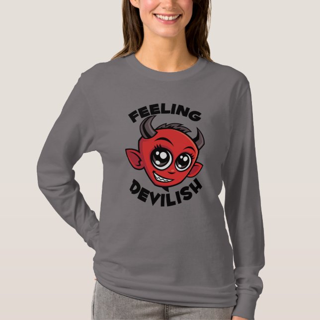 Feeling Devilish Cute Smiling Devil T-Shirt (Front)