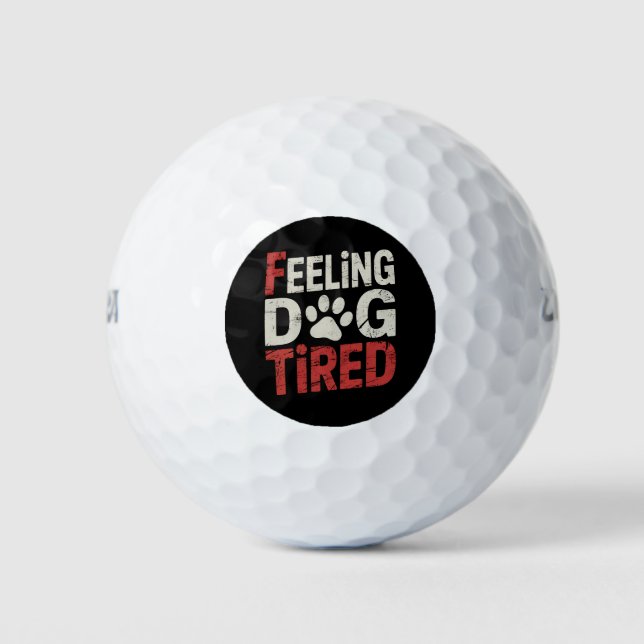 Feeling Dog Tired Funny Retro Vintage Golf Balls (Front)