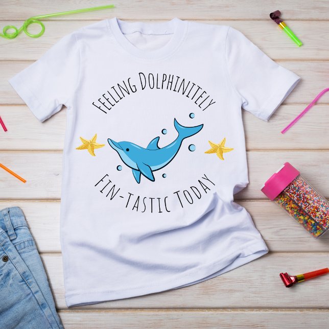 Feeling Dolphinitely Fin-tastic Today Kids T-Shirt (Creator Uploaded)