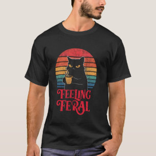 Feeling Feral Funny Summer Cat Lover Design For Gi T-Shirt