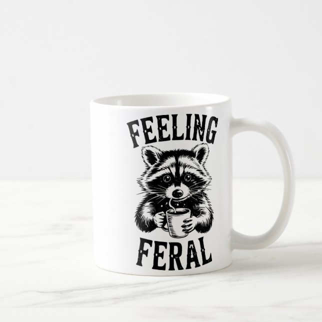 Feeling Feral Raccoon Coffee Cute Funny Trash Pand Coffee Mug (Right)