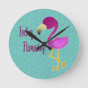 Feeling Flamazing Flamingo Round Clock
