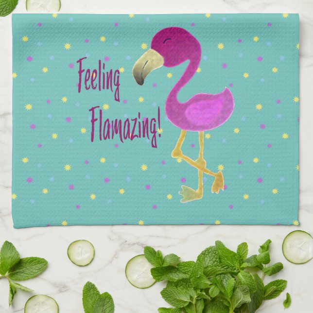 Feeling Flamazing Flamingo Tea Towel (Folded)