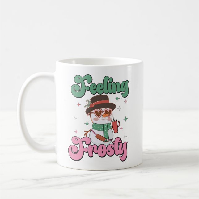 Feeling Frosty Retro Snowman  Coffee Mug (Left)