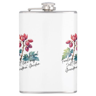 Feeling Grapeful Grandma's Garden Floral Art Print Hip Flask
