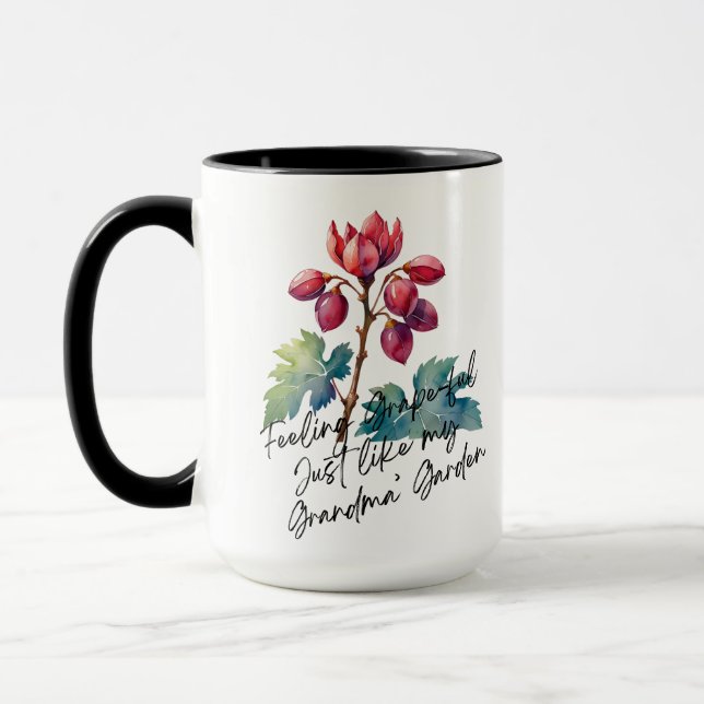 Feeling Grapeful Grandma's Garden Floral Art Print Mug (Left)