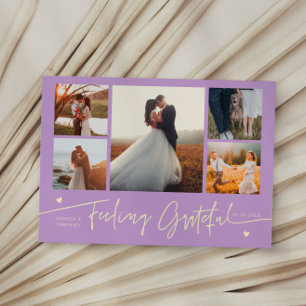Feeling Grateful Wisteria Wedding Multi Photo Thank You Card
