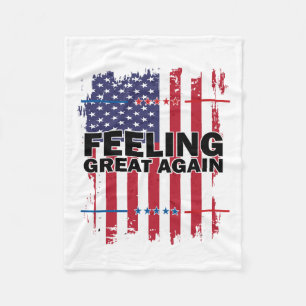 Feeling Great Again Trump 2024 American Usa Flag V Fleece Blanket