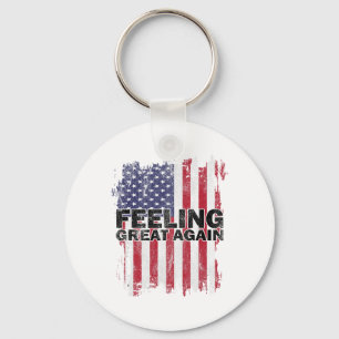Feeling Great Again Trump 2024 American Usa Flag V Key Ring