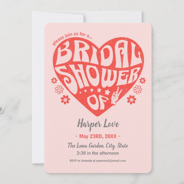 Feeling Groovy Retro Bridal Shower Invitation (Front)