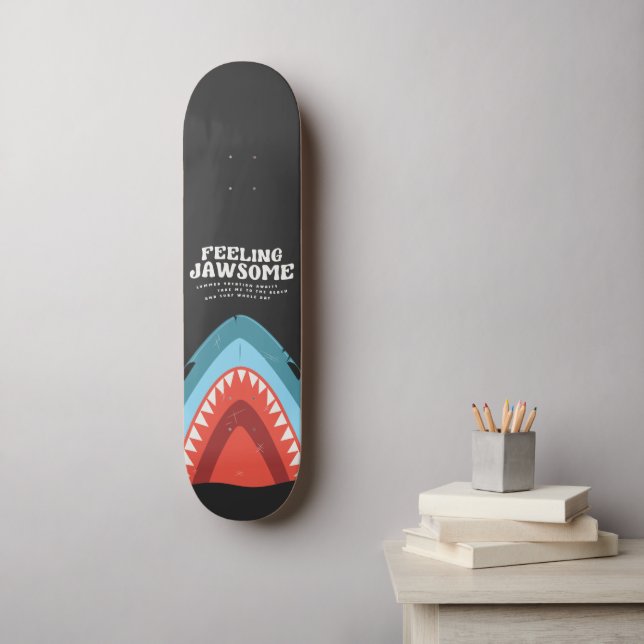 Feeling Jawsome Shark Funny Summer Puns Beach Skateboard (Wall Art)