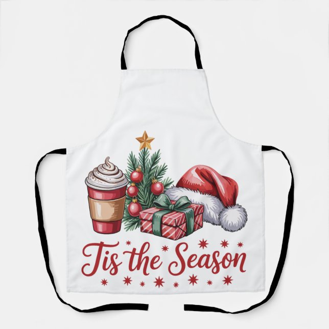 Feeling Jolly Christmas Tree Hot Cocoa Holiday Apron (Front)
